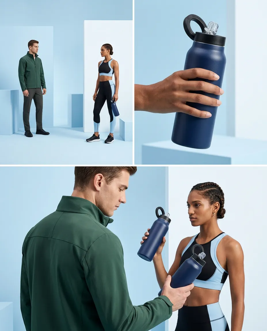 SelfieZip lookbook: editorial product, grip detail, and lifestyle shots
